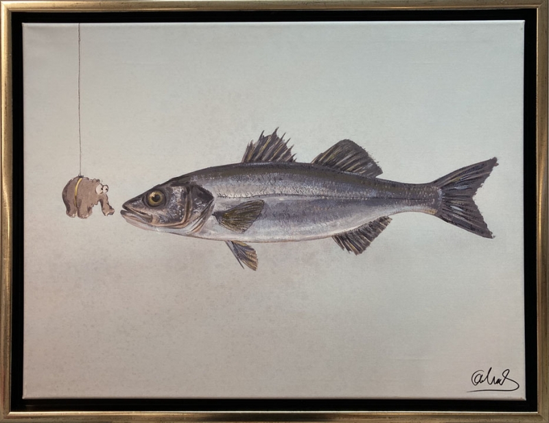 OTTO WAALKES: Fisch mit Ottifantenköder (Leinwanddruck)